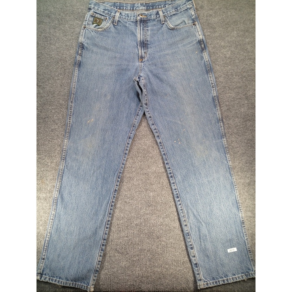Cinch Green Label Jeans Mens 36x34 Blue Straight Leg Denim Western (Paint Spots)